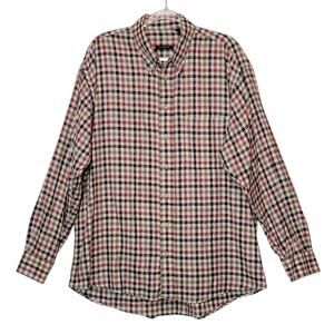 Burberry Vintage Checked Button Down Shirt Blue Red Tan XL Classic Casual